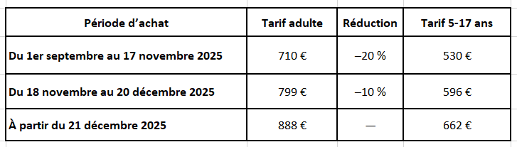 tarifs nal 202/2026